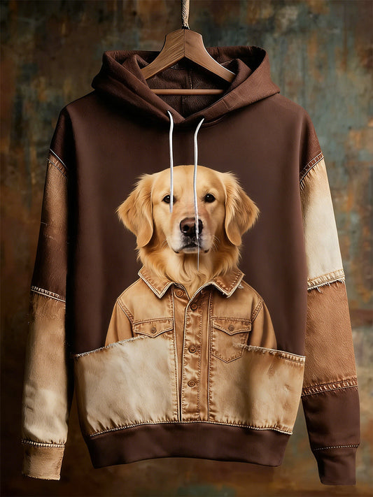 Men's Retro Animal Oversized Drop-Shoulder Hoodie gracestitchs