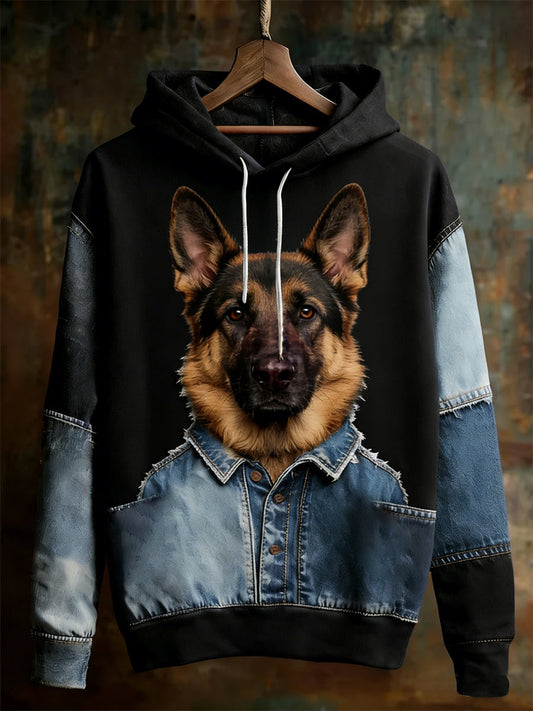 Men's Retro Animal Oversized Drop-Shoulder Hoodie gracestitchs