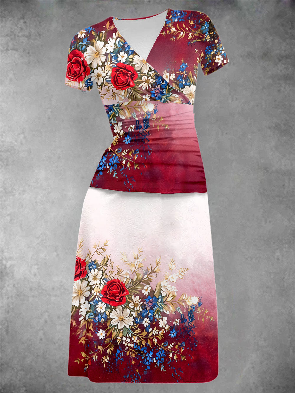 Women's Patriotic Floral Print Dress gracestitchs