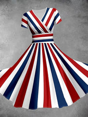 Women's Patriotic Geometric Print Dress gracestitchs