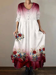 Women's Patriotic Floral Print Dress gracestitchs