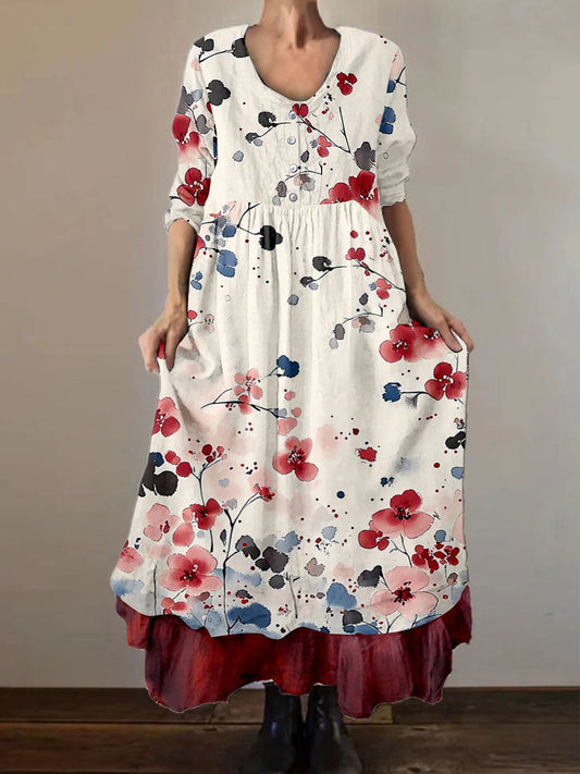 Women's Patriotic Floral Print Dress gracestitchs