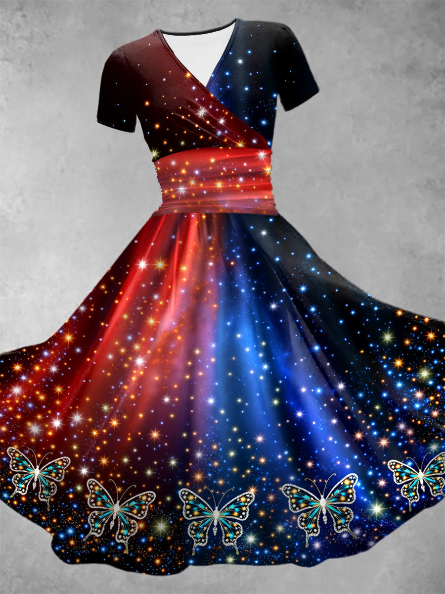 Women's Patriotic Butterfly Print Dress gracestitchs
