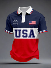 Men's America 1776-2026 Inspired Print Polo Shirt gracestitchs