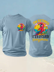 Men's I'm Retired It's 5 O'clock Everywhere Parrot Print Casual Tee gracestitchs