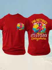 Men's I'm Retired It's 5 O'clock Everywhere Parrot Print Casual Tee gracestitchs