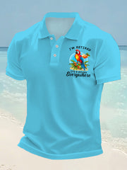 Men's I‘m Retired It‘s 5 O'clock Somewhere Parrot Print Casual Top gracestitchs