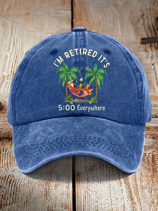 Unisex I'm Retired It's 5 O'clock Everywhere Parrot Print Hat gracestitchs