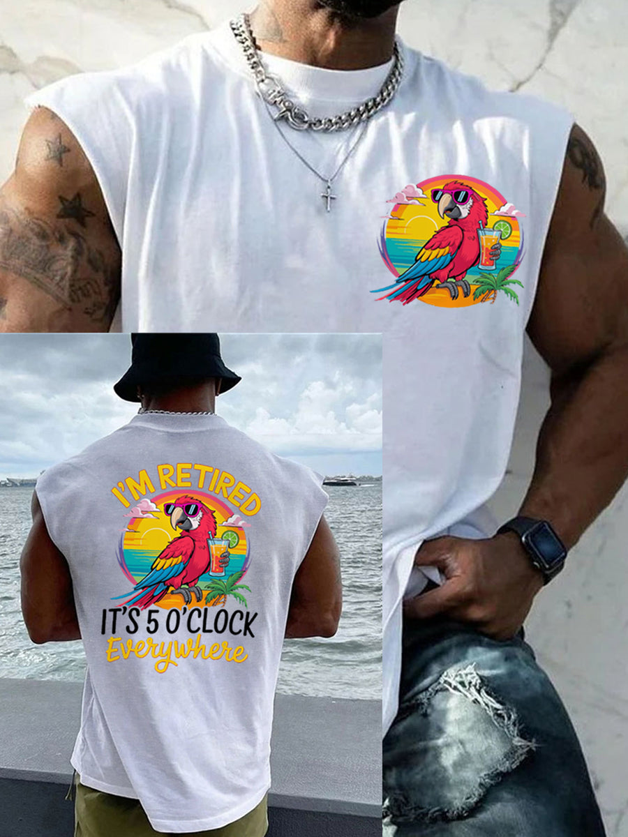 Men's LI‘m Retired It‘s 5 O'clock Everywhere Parrot Casual Tank Top gracestitchs
