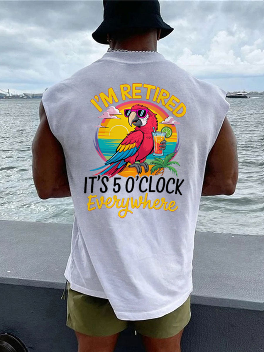 Men's LI‘m Retired It‘s 5 O'clock Everywhere Parrot Casual Tank Top gracestitchs