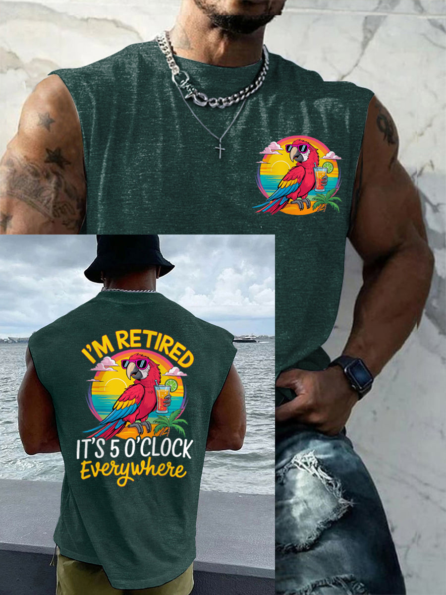 Men's LI‘m Retired It‘s 5 O'clock Everywhere Parrot Casual Tank Top gracestitchs