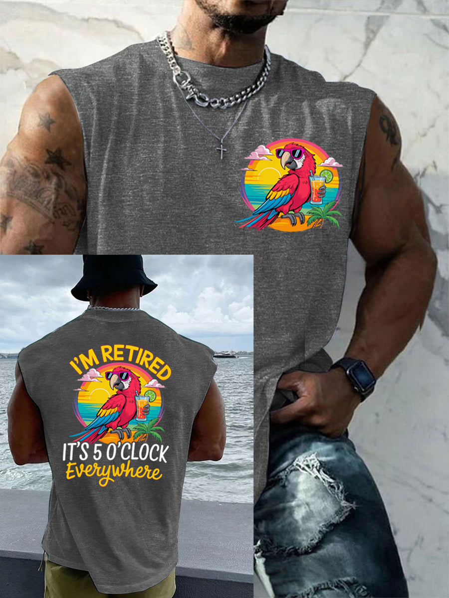 Men's LI‘m Retired It‘s 5 O'clock Everywhere Parrot Casual Tank Top gracestitchs