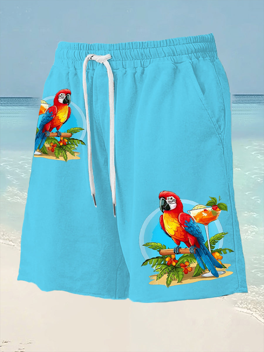 Men's Parrot Print Casual Shorts gracestitchs