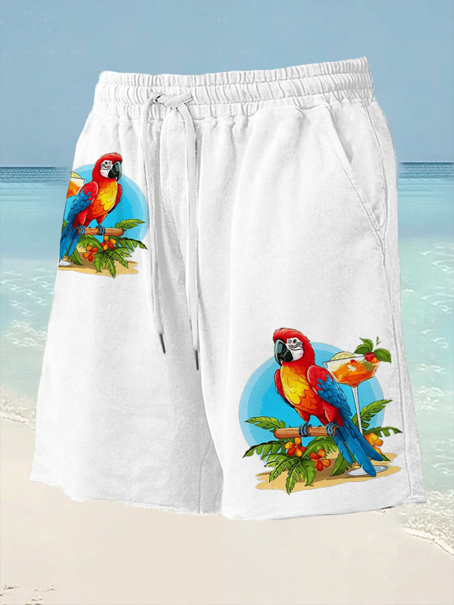 Men's Parrot Print Casual Shorts gracestitchs