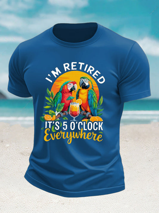Men's  It's 5 O'clock imitation cotton short-sleeved T-shirt gracestitchs