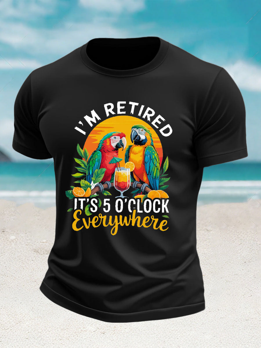 Men's  It's 5 O'clock imitation cotton short-sleeved T-shirt gracestitchs