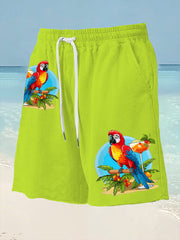 Men's Parrot Print Casual Shorts gracestitchs
