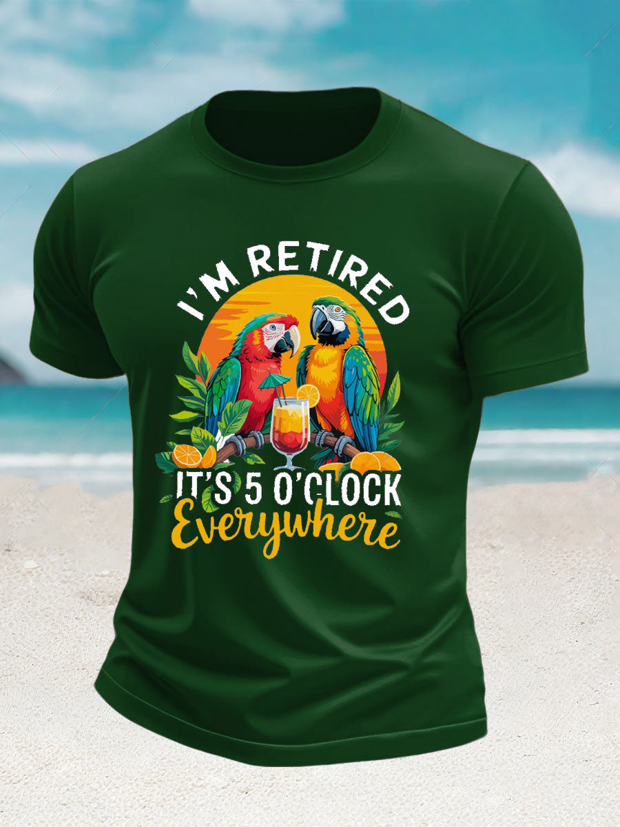 Men's  It's 5 O'clock imitation cotton short-sleeved T-shirt gracestitchs