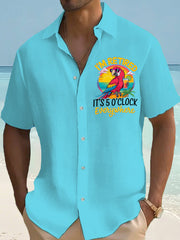 Men's I‘m Retired It‘s 5 O'clock Everywhere Parrot Casual Short Sleeve Shirt gracestitchs