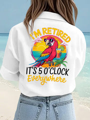 Women's I'm Retired It's 5 O'clock Everywhere Parrot Print Casual Shirt gracestitchs