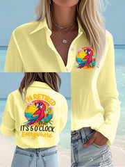 Women's I'm Retired It's 5 O'clock Everywhere Parrot Print Casual Shirt gracestitchs