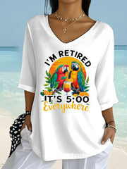 Women's It's 5 O'clock Long Sleeve Printed Shirt gracestitchs