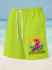 Men's I'm Retired It's 5 O'clock Somewhere Parrot Print Casual Shorts gracestitchs