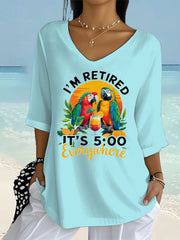 Women's It's 5 O'clock Long Sleeve Printed Shirt gracestitchs