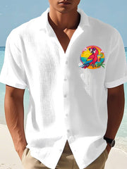 Men's I'm Retired It's 5 O'clock Everywhere Parrot Print Casual Waffle Short-Sleeve Top gracestitchs