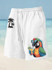 Men's It's 5 O'clock Somewhere Parrot Palm Print Casual Shorts gracestitchs