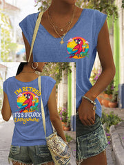 Women's I'm Retired It's 5 O'clock Everywhere Parrot Print Casual Sleeveless T-Shirt gracestitchs