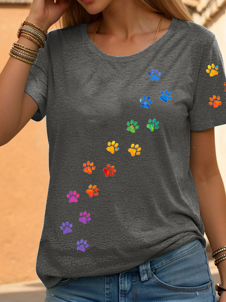 Women’s Rainbow Animal Print Casual T-Shirts gracestitchs