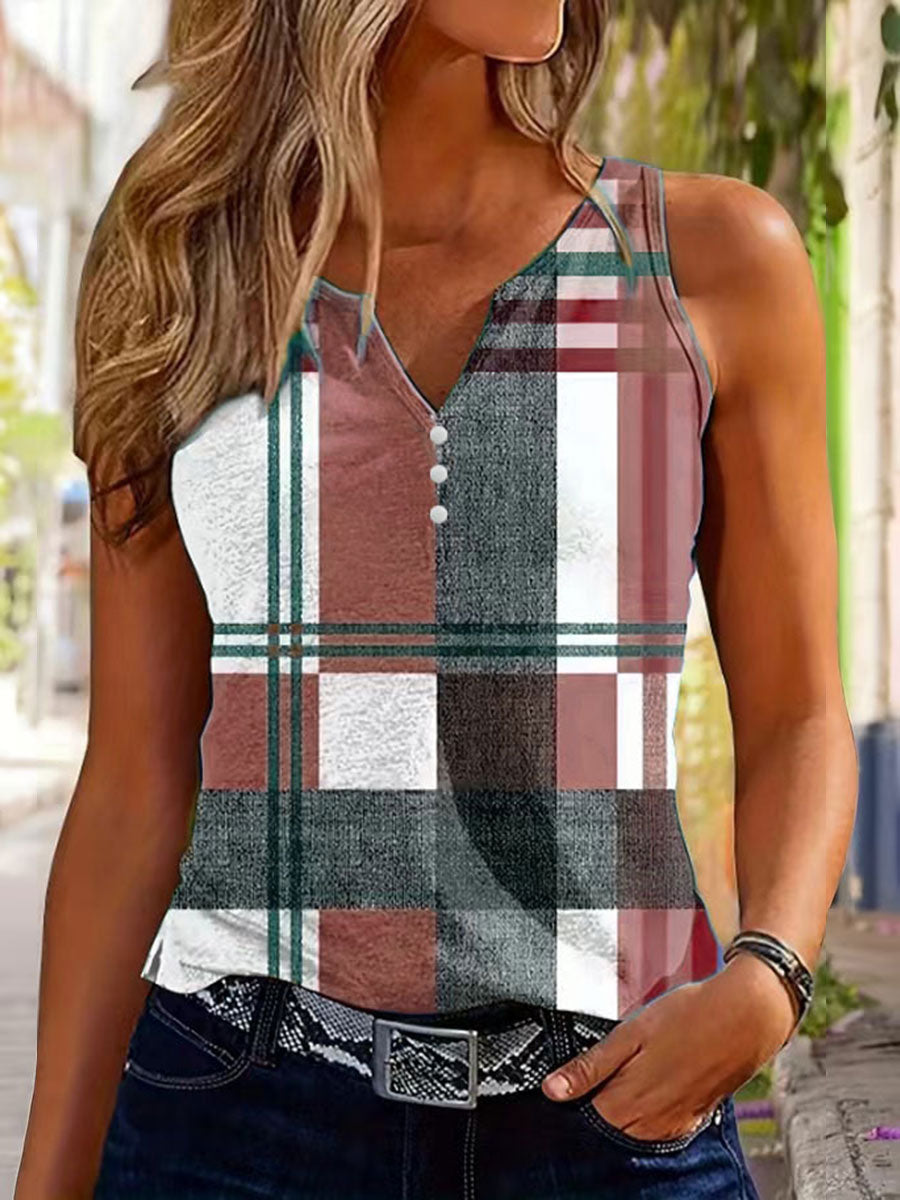 Women's Plaid Print Casual Vest gracestitchs