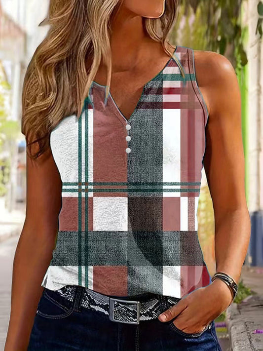 Women's Plaid Print Casual Vest gracestitchs