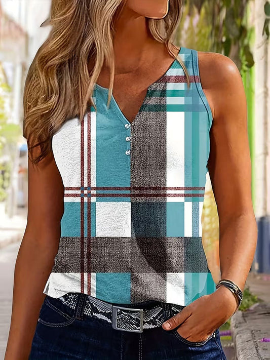 Women's Plaid Print Casual Vest gracestitchs