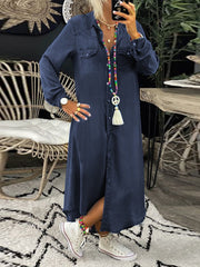 Women's Casual Elegant Long Denim Shirt Dress gracestitchs