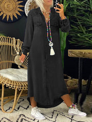 Women's Casual Elegant Long Denim Shirt Dress gracestitchs