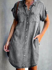 Women's Casual Elegant Mid-Length Denim Dress gracestitchs