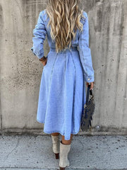 Women's Casual Elegant Long-Sleeve Denim Dress gracestitchs