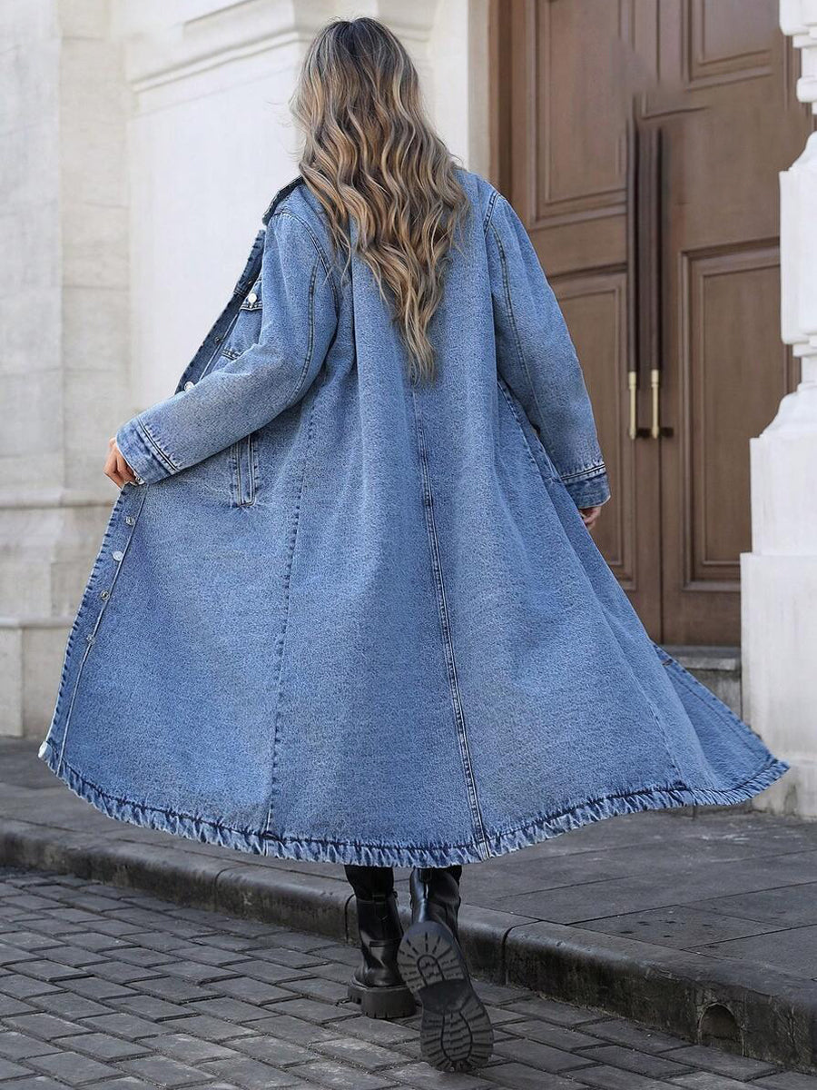 Women's Stylish Long Denim Jacket gracestitchs