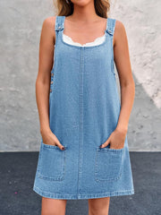 Women's Casual Overall Denim Short Dress gracestitchs
