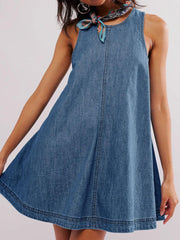 Women's Sleeveless Backless Denim Mini Dress gracestitchs