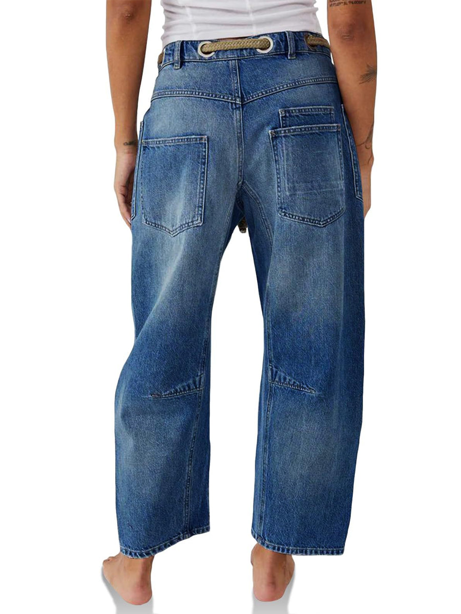 Women's Patchwork Drawstring Jeans gracestitchs