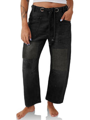 Women's Patchwork Drawstring Jeans gracestitchs