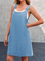 Women's Casual Overall Denim Short Dress gracestitchs