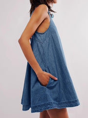 Women's Sleeveless Backless Denim Mini Dress gracestitchs
