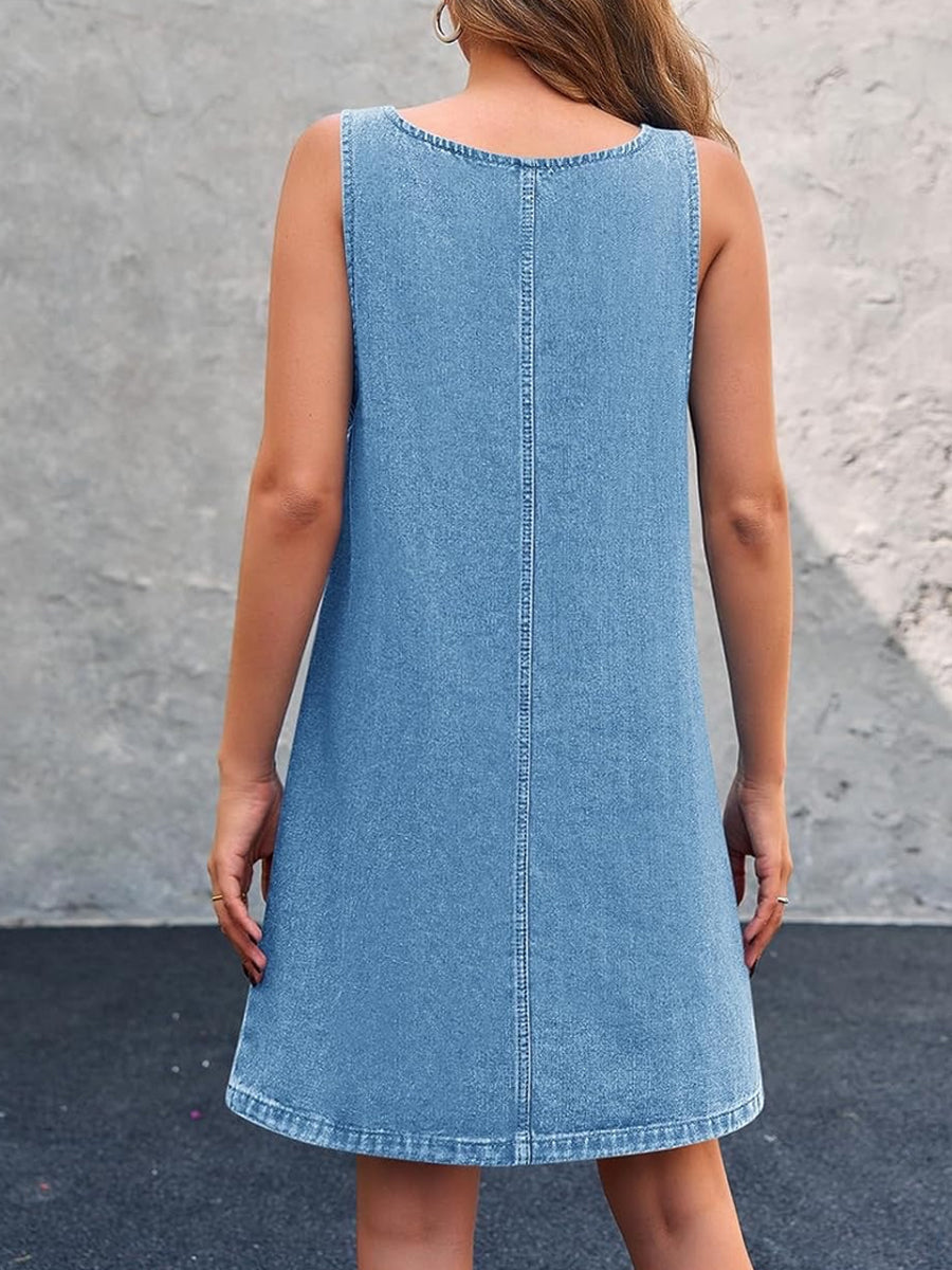 Women's Casual Overall Denim Short Dress gracestitchs