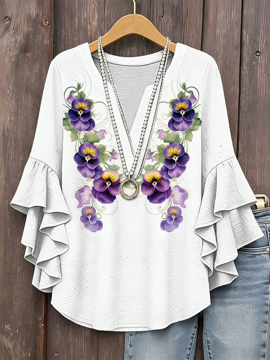 Women's Plants Flowers Print Top gracestitchs