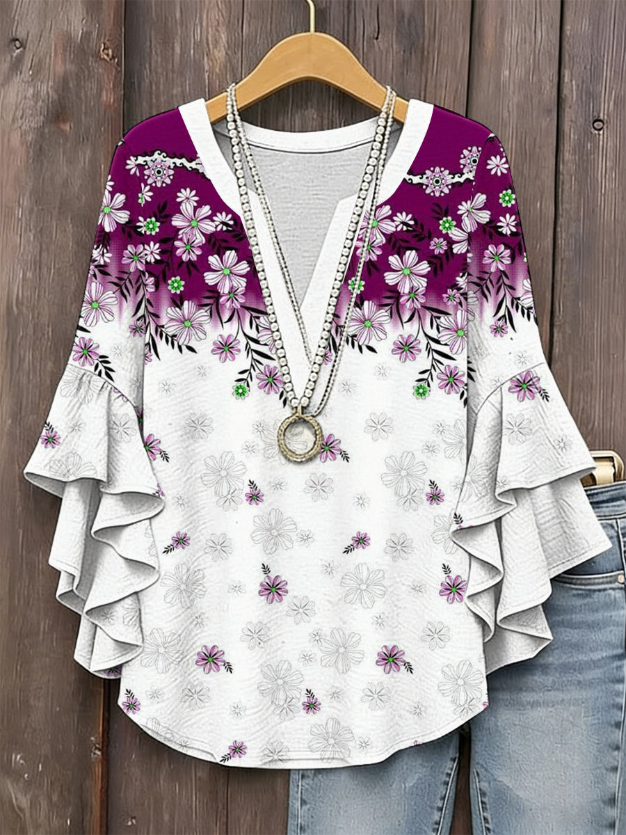 Women's Plants Flowers Print Top gracestitchs