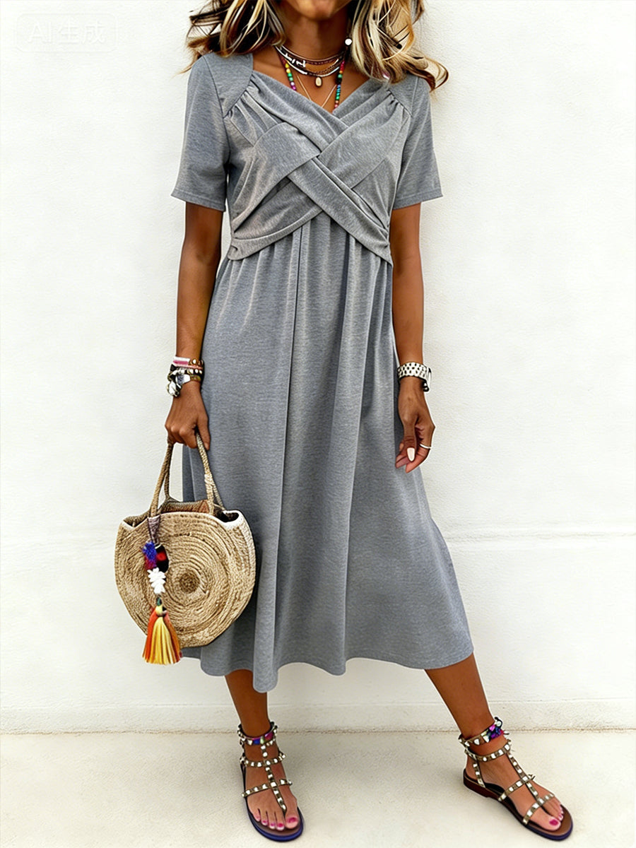 Women's Cross-Design Casual Elegant Dress gracestitchs